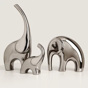 3 Pieces Ceramic Statue Wedding Gift Family Elephant Statues - Picture 1 of 6