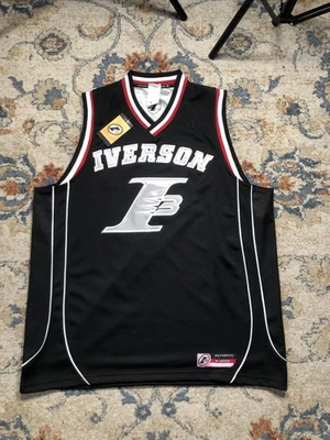 Philadelphia 76ers Shirt Jersey Mens Medium Black NBA Basketball Reebok Iverson - Image 1 of 4