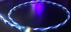 FLOWING LIGHT flow glow LED MICRO USB charger cable for SAMSUNG S HTC LG ANDROID - Picture 1 of 19