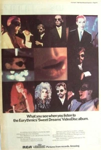 EURYTHMICS 1984 PRINT ADVERT SWEET DREAMS VIDEODISC RCA Annie Lennox - Picture 1 of 3