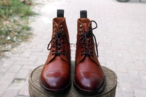 New Handmade Mens Oxford Styel Brown Shaded Ankle Boots, Men Ankle Boots