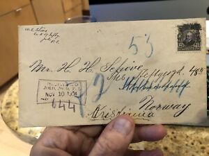 RARE 1904 JOLO JOLO, PHILIPPINES TO NORWAY REGISTERED POSTAL COVER