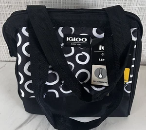 Iglu Kühltasche Beuteltasche voll isoliert schwarz weiß Kreise für 9 Sodadosen Bx0 - Bild 1 von 3