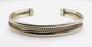 TAHE signiertes indianisches 12K Gold gefüllt Sterlingsilber Armreif Armband Größe 6,5 - Bild 1 von 9