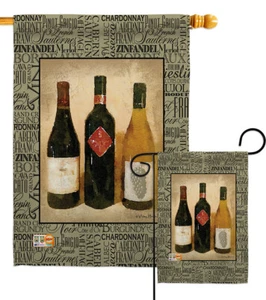 3 Wine Bottles Red White Champagne Garden House Yard Flag - Imagen 1 de 13