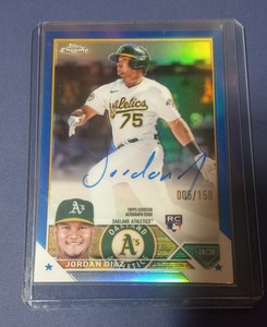 2023 Topps Chrome - Rookie Autographs Blue Refractor #RA-JDI Jordan Diaz /150...