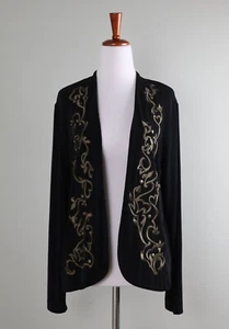CHICO'S Travelers $129 Embroidered Studded Jacket Top Size 1 US 8 / 10 / Medium - Picture 1 of 6