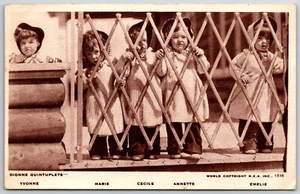 Vintage 1940s Canada Postcard THE DIONNE QUINTUPLETS Callender, Ontario - Picture 1 of 2