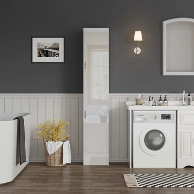 High Gloss Tall Bathroom Cabinet Storage Furniture Cupboard w/Adjustable Shelves - Image 1 of 4