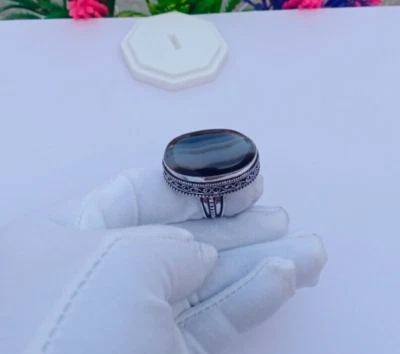 Beautiful Onyx Ring, Sliver Plated Ring, Gemstone  Ring Jewelry - Image 1 of 3