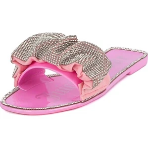 Juicy Couture Women’s Hollyn Flat Slide Sandals Bejeweled Size 9 Pink Bling - Picture 1 of 4