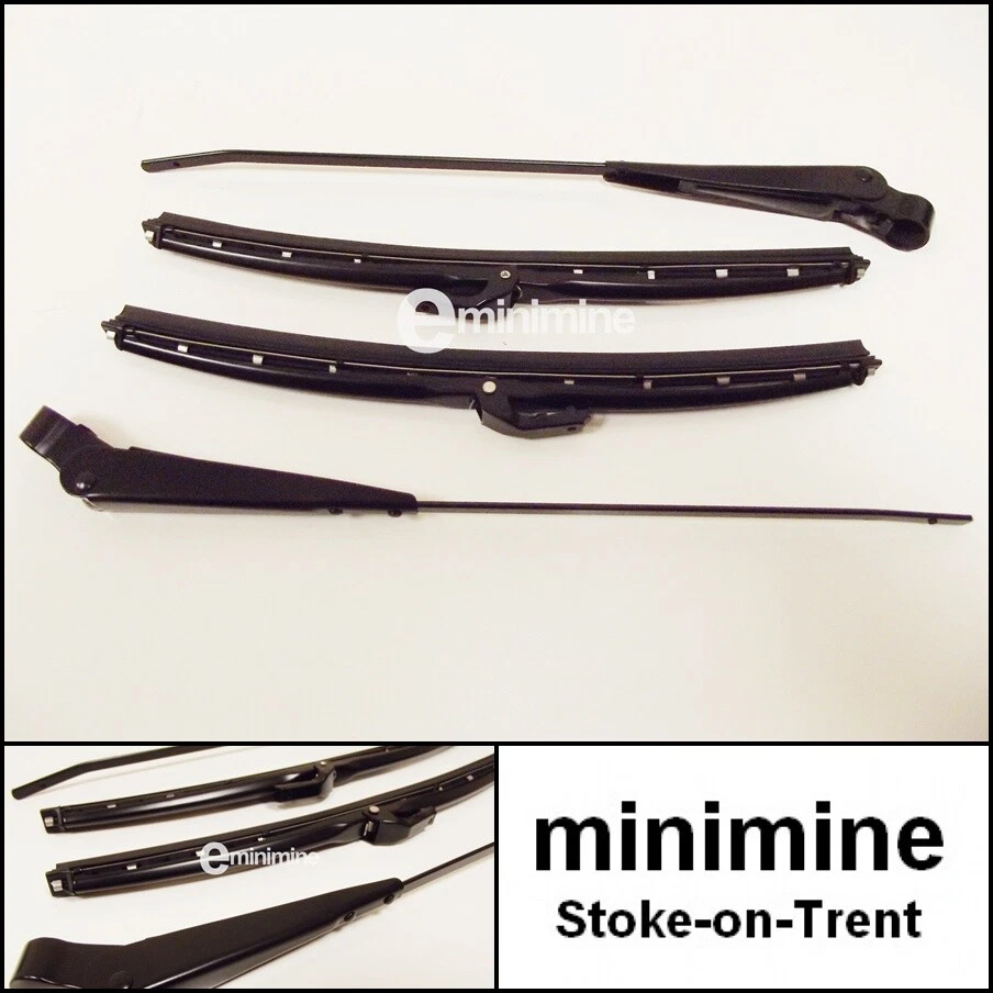 Classic Mini BLACK Wiper Arm & 10" Blade Set Push On Type MK3> CZH4331 RHD LHP - Image 1 of 1