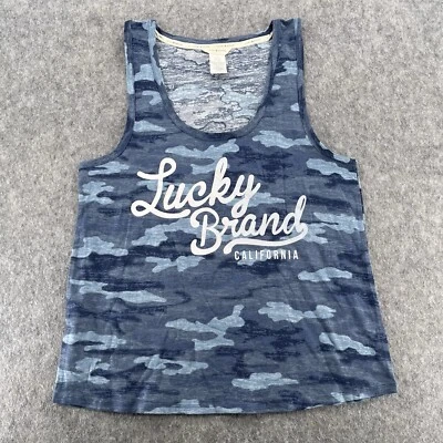 Camiseta sin mangas Lucky Brand para mujer azul camuflada activa talla XL Foto 1 de 4