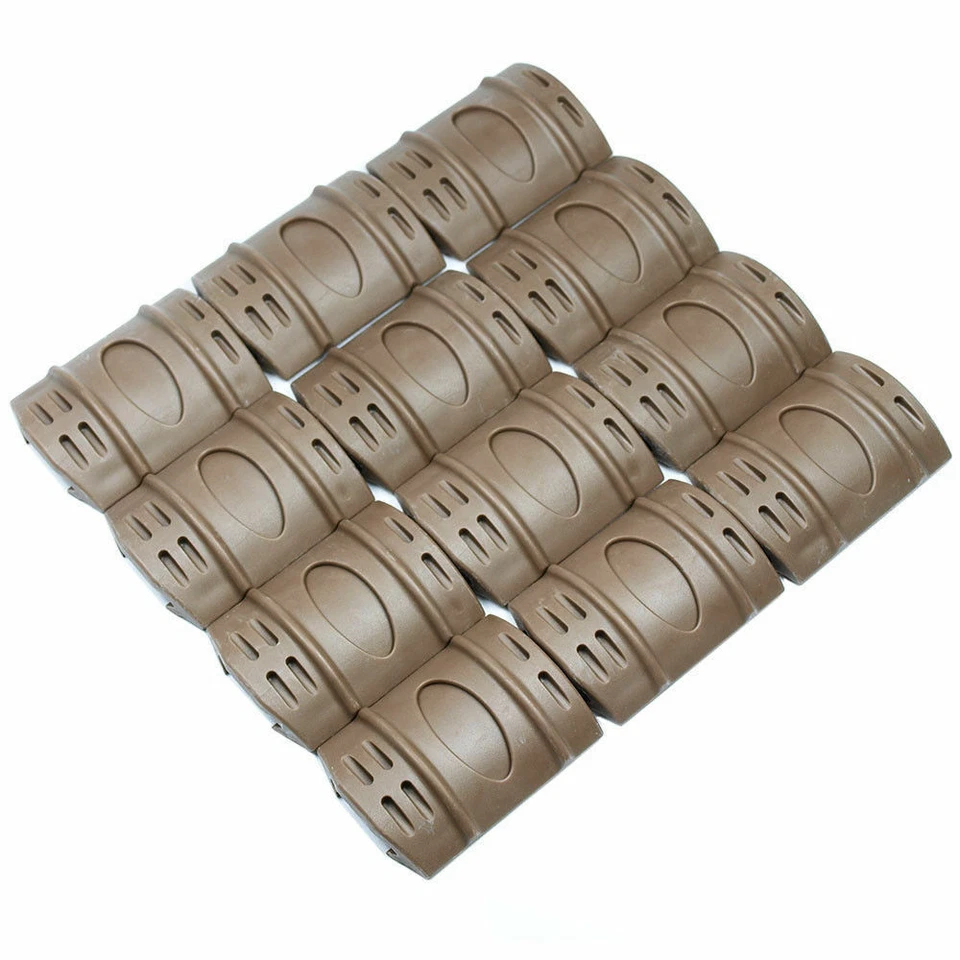 12 PCS Universal Rubber Rail Covers for Picatinny / Weaver Rails - Tan - Image 1 of 4