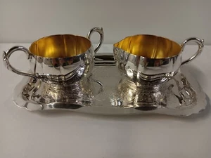 Oneida Community Ltd 612 Silver Plate Sugar Bowl / Cream Pitcher W/ Tray - Picture 1 of 12