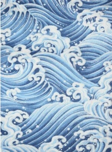 LINED WINDOW VALANCE CURTAIN 42 X 12 METALLIC OCEAN SEA WAVES BEACH WATER - Picture 1 of 4