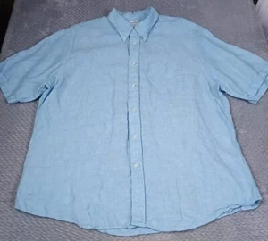 Brooks Brothers Shirt Mens Size XXL 100% Linen Button Down Regent Fit Teal Stain - Picture 1 of 10