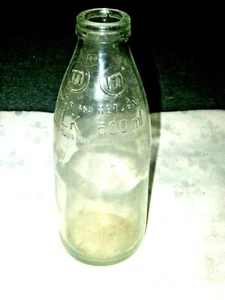 A Vintage Embossed M Melbourne Bottle Recovery 600ml Clear Glass Milk Bottle - Picture 1 of 7