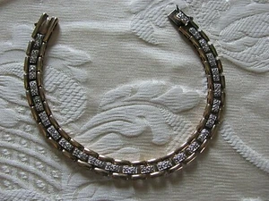 Ladies .05 Carat Diamond Bracelet Sterling Silver Fancy Gold 7.5" 925 - Picture 1 of 4