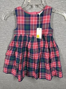 NWT Mini Boden Check Plaid Cotton Shirt Dress Pink Girl's Youth Size 2Y-3Y - Picture 1 of 5