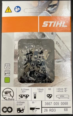 26RD3 68 STIHL NEW CHAINSAW CHAIN SAW 18 in. .325 .63 68 18 INCH BLADE CARBIDE