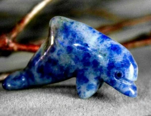 Blue Sodalite Gem Bottle Nose Dolphin Spirit Animal Totem Fetish Figurine 9191 - Picture 1 of 3