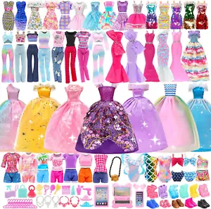 70 Pack Doll Clothes and Accessories 3 Wedding Gown Dresses 5 Long Dresses Fashi - Picture 1 of 12