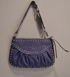 Sorial New York,Steel Blue Genuine Leather, Nail head Trim Sh / Wristlet Handbag - Picture 1 of 12