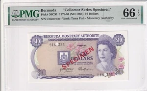 Bermuda 10 dollars 1978 - 1984 ( ND 1985 ) Specimen GEM UNC PMG 66 EPQ / Queen - Picture 1 of 2