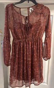 Camisa Mudd Para Mujer BOHO Borgoña Forrada Mangas Transparentes Cintura Ajustada Lazo Pecho (S) - Imagen 1 de 7