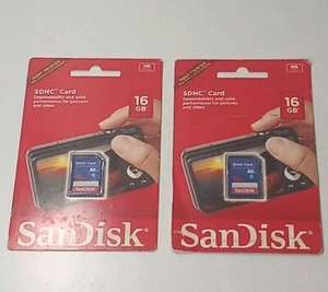 Lot of 2 SanDisk 16GB SDHC HD Video Flash Memory Card SDSDB-016G-A46C - Picture 1 of 3
