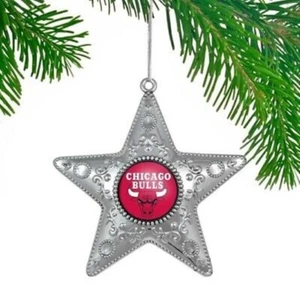 CHICAGO BULLS Adorno Coleccionable Estrella de Plata Árbol de Navidad 4.5" Nuevo en Caja - Imagen 1 de 1