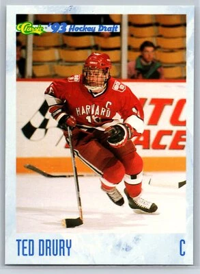 1993 Classic '93 Hockey Draft Ted Drury Rookie Harvard Crimson RC #63 - Image 1 of 2