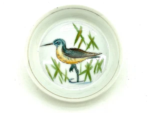 Piatto vintage Portmeirion osso falarope settentrionale uccellino B2 dipinto a mano bordo oro 4,5" - Foto 1 di 8