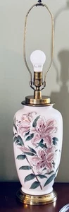 Vintage Paul Hanson Table Lamp 31-1/2” Asian Ginger Jar Style Porcelain Floral - Picture 1 of 13
