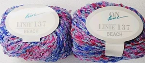 Lot of 2 On Line Linie 137 Beach Yarn Blue Red Pink LT Blue 7492 - Picture 1 of 5