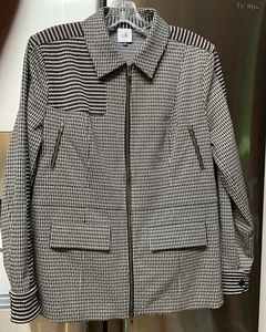 CABI SIZE LARGE JACKET HOUNDSTOOTH BARON BLAZER ZIP FRONT PREPPY ACADEMIA #4496 - Picture 1 of 19