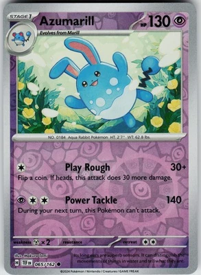 Pokemon Azumarill 065/162 SV05: Temporal Forces NM Reverse Holo card - Image 1 of 2