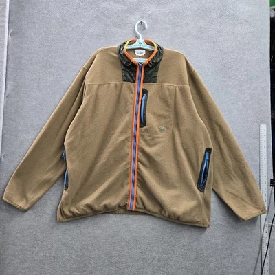 Lacoste Men Jacket 4XL Brown Logo Embroidery Polar Fleece Full Zip READ - Image 1 of 4