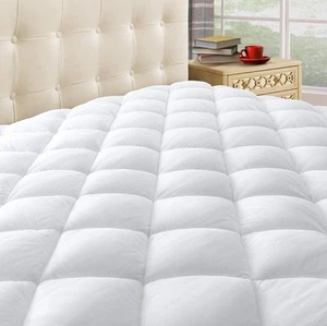 King Quilted Mattress Pad Cover With Deep Pocket 8"-21" Cooling Soft Pillowtop - Picture 1 of 5