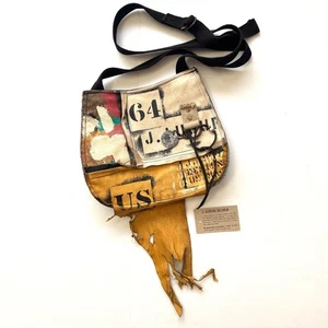 Borsa a tracolla J AUGUR DESIGN borsetta cotone pelle USATA buone condizioni!! - Foto 1 di 9