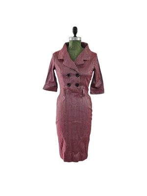 Vestido de Secretaria Bettie Paige CHECKER Rosa a Cuadros Lápiz Movible M Foto 1 de 4