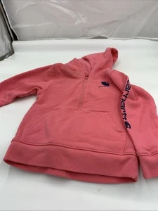 Carhartt Girls Pink 1/4 Zip up Hoodie Jacket Sweatshirt Size 4T Spellout Sleeve - Picture 1 of 8
