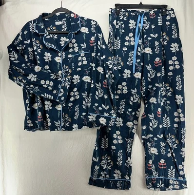 Кровать голова пижамы комплект женщин цветочный 1 X синий хлопок гостиной 2 изделия Sleepwear - Изображение 1 из 4