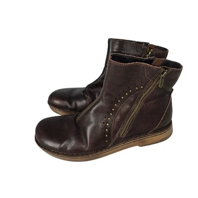 NAOT Cetona Bota Tachona Para Mujer 10-10.5 (41) Cuero Marrón Cómoda Doble Cremallera Foto 1 de 4