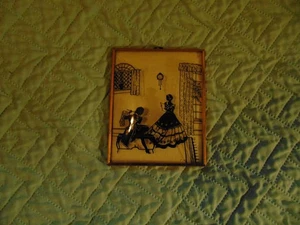 VINTAGE Art Deco Silhouetten mit Metallrahmen auf konvexem Blasenglas - Bild 1 von 5