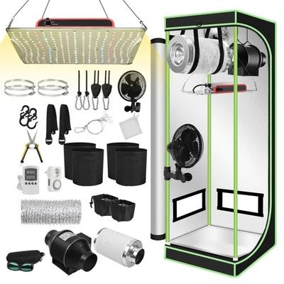 Growbox Grow Tent Gewächshaus Komplettset Vollspektrum Growse 100~240W Tent LED - Bild 1 von 4