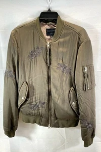 All Saints Men Green Embroidered Bomber Jacket Size XS - Picture 1 of 6
