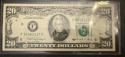US $20 Federal Reserve Note Atlanta, GA Ungraded Series 1990 Serial: F30361117C - Image 1 of 4