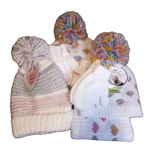 3 Winter Hat & Gloves Sets Lot Girls New - Picture 1 of 8